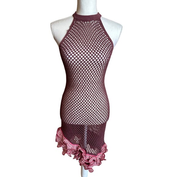 Lovers and Friends Pheobe Dress in Red & Pink Multi Medium New Womens Crochet - Picture 5 of 10